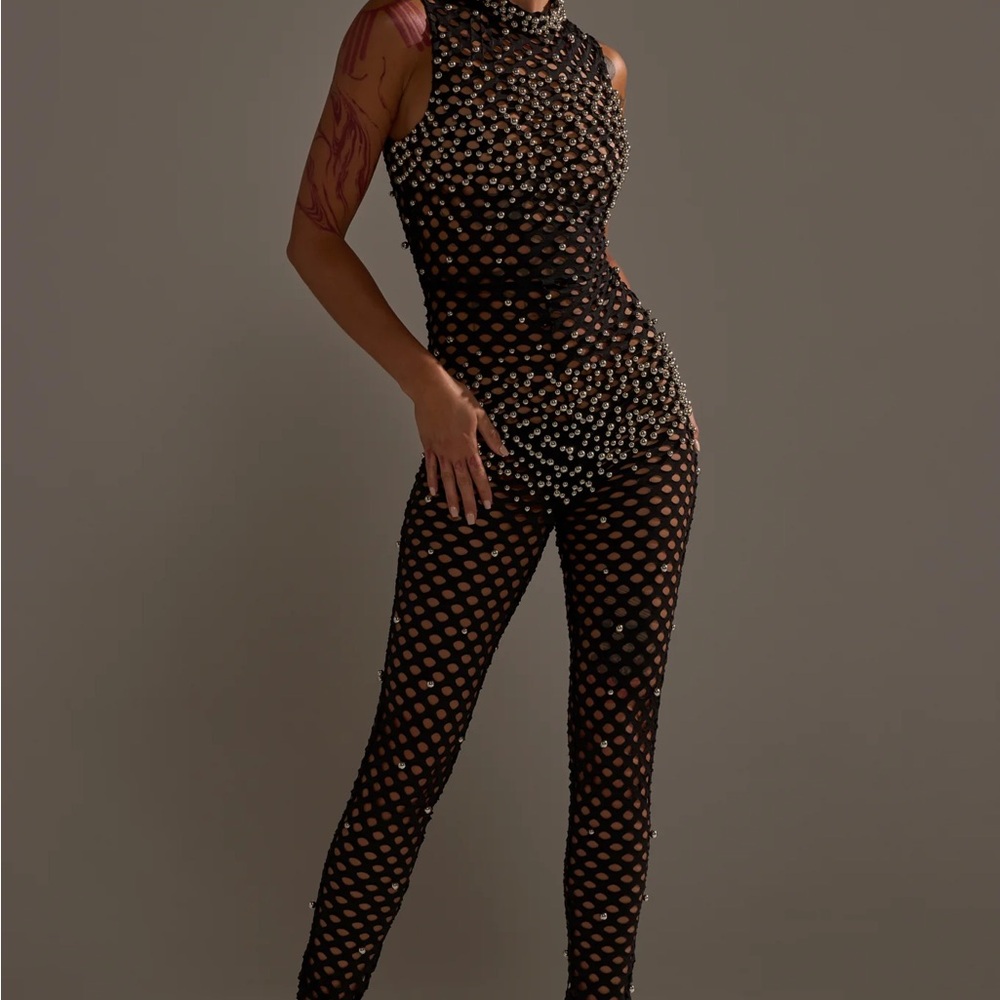 Akira Black Mesh Jumpsuit